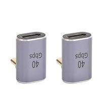2 vnt. 90 laipsnių USB C adapteris 40Gbps greitas įkrovimas ir duomenų perdavimas Type C kištukas į Type C lizdą stačiu kampu