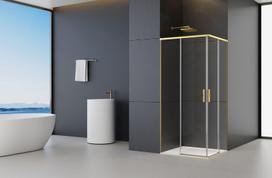 Dušo kabina Firenze Gold 90X90X195, skaidrus Easy Clean stiklas 6mm, šlifuoto aukso profilis