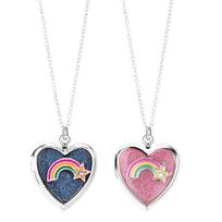Heart Shaped Locket Pendant Necklace for Women Love Heart Rainbow Photo Necklace That Can Hold Picture Jewelry Gifts 1