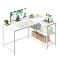 Kampinis stalas 110x80x76 cm, klevas, baltos medienos, reguliuojamas