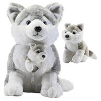 Soft Gray Plush Husky Dog with Zippered Pouch Stuffed Animal for Baby Boy Girl Toddlers Plushlings Collection United States