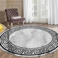 Prabangaus stiliaus apvalus kilimas svetainei, baltas, juodas, žalias marmuro rašto, namų dekoro kilimai, skalbiami, neslystantys, miegamojo grindų kilimėliai 60x60cm (Diameter)
