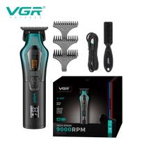 VGR Electric Hair Clipper Men's Oil Head Carving Electric Push Gradually Changing Color Metal Body Hair Clipper V-997 Smart Digital Display LCD Shaver mėlyna