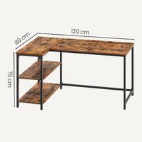 Kampinis stalas 120x80x76 cm rudos medienos ir plieno