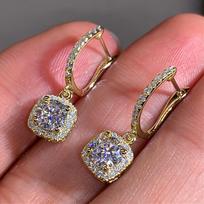Exquisite Women's Earrings Versatile Stylish Simple Square Diamond Ear Buckles