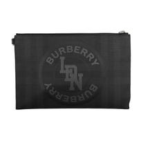 [Pre-Owned] London Gray Coated Canvas Printed Clutch Bag Silver Hardware - Good #13PIJFU ONE SIZE