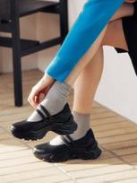 [Komorebi Museum] Handmade Chunky Sole Two Strap Sneakers KM165 Black-1(230)