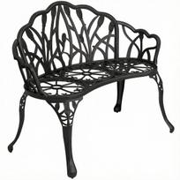Sodo suoliukas 2 vietų aliuminis, iki 240 kg, gėlių rašto, juodas, 99 x 57 x 78 cm