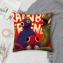 Game R-Rainbow F-Friend Pillow Case Square Double-Sided Printing Short Plush Sofa Cushion Cover Pillow 30x30cm