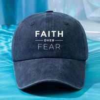 Faith Over Fear Washed Baseball Cap Adjustable Cotton Outdoor Curved Brim Hat Unisex One Size