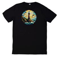T-Shirt Buntes Buntglas Leuchtturm Motiv Baumwolle XXXL