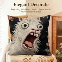 2D Scream Animals Retro Cushion Cover Natural Linen Organic Fabric Double-Sided Printing Sofa Home Decor Gift Pillow Case 30x30cm
