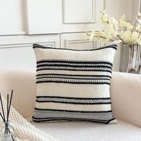 18x18 colių Boho dekoratyvinės pagalvės užvalkalai, veliūrinės tekstūros dryžuoti 45x45cm pagalvės užvalkalas, sofos pagalvės užvalkalas svetainei, namų dekoravimui 45x45cm gray