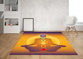 Area Rug Large Indian Buddha Statue Meditation 7 Chakra Mandala Floor Mats Home Living Room Bedroom Colorful Yoga Carpets 100x120cm