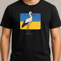 T-Shirt Herren Storch mit Ukrainische Flagge Motiv Baumwolle Größe S bis 5XL L