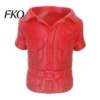 Creative Stationery Holder 3D Printed Shirt-Shaped Pen Holder, Red Workwear Desk Organizer for Pencils Markers Business Style Scissors, Compact raudona