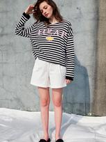 Sorry, Too Much Love Loose Fit Drop Shoulder Stripe T-Shirt_Black Black