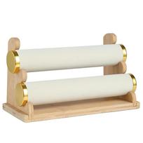 Stylish Multiple Tiers Bamboo Jewelry Display Stand Bracelets and Bangle Presentation Rack Wrist Accessories Holder smėlis