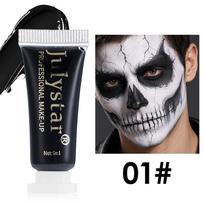 Julystar Halloween Face and Body Paint Cream, Glow Neon Fluorescent Makeup, Long Lasting Waterproof Cosmetic for Skeleton Clown Cosplay Festival Rave 1#
