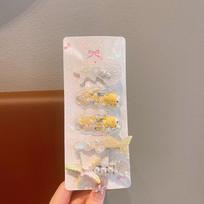 5pcs/Set Sweet Starfish Hairpins Ocean Theme Princess Bangs Hairpins Shell Hair Clips  For Girls D