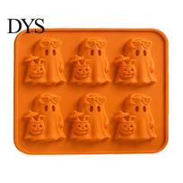 3D Ghost Ice Cube Tray Mold, 6 Cavity Silicone Tray, Whiskey Shape Flexible Maker, for Halloween Whisky Cocktails Food Grade oranžinė
