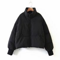 Women's Winter Stand Collar Puffer Jacket Baggy Short Padded Down Coats Cropped Puffer Long Sleeve XS juoda