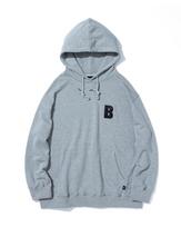 Black Smith B Logo Patch Oversize Fit Hood T-Shirt Gray