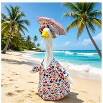 Porch Goose Outfit for 23  Cement Statue Clothing Decorative Cute Skirt Costume Pink Flower