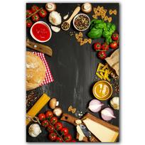 Raw Pasta With Tomatoes and Cheese Posters Prints Pizza with Meats Food Wall Art Canvas Painting for Kitchen Room Home Decor 21X30cm No Frame