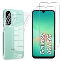 Case for Samsung Galaxy A26 5G and 2 Tempered Glass Screen Protector Film Phonillico® skaidri