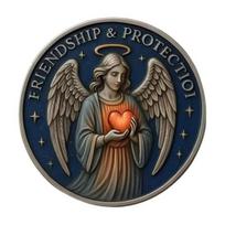 Friendship Protection Angel Souvenir Coin Metal Carving Guardian Angel Collectible