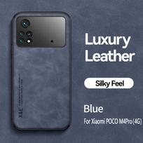 Dėklas Xiaomi Poco M4 Pro 4G, magnetinis laikiklis, silikoninis telefono dėklas PocoM4Pro Poko Little M 4 Pro M4Pro 4G, odinis galinis dangtelis For Poco M4 Pro 4G mėlyna