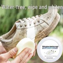 Daugiafunkcis batų valymo rinkinys: Balinamasis kremas, šepetėlis, poliruoklis, dėmių ir pageltimo šalinimo priemonė 120g White Shoe Cleaning Cream
