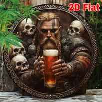 Viking Metal Wall Art Vintage Norse Decor Skeleton Beer Mug TYA32243-20x20cm įvairiaspalvis