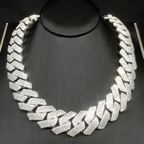 Promotion Classic Prong 2 Row Rhinestone Chain15mm Cuban Links Fine Quality RapperJewelry IcedOut Rhinestone Cuban ChainNecklace 50cm