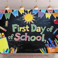 First Day of School 2D Backdrop, Blackboard Chalk Art Photography Background for School Party Decor 47.2x31.5inch/120*80cm