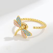 Cute Dragonfly Animal Fidget Spinner Ring For Women Anti-Anxiety Relief Stress Relief Spinning Adjustable Ring Accessory resizable