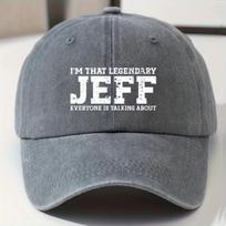 VintageStyle Im That Legendary Jeff Baseball Cap   Cotton Dad Hat with Bold White Print Black Snapback for Outdoor Fas