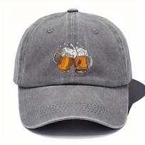 Retro Beer Print Baseball Cap Embossed Sparkling Beer Pattern A Perfect Tool for Casual Gatherings Come And Have A Drink