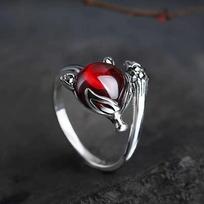 Ventfille   Silve Animal Fox Ring For Women Girl Gift Garnet Zircon Animal Irregular Vintage Jewelry Dropshipping