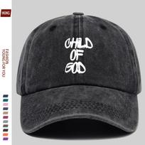 Child Of God Washed Baseball Cap Vintage Letter Print Adjustable Cotton Dad Hat for Unisex Women One Size