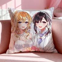 Anime W-Watashi no Oshi wa Akuyaku Reijou Cushion Cover Breathable Linen Summer Odorless Eco-Friendly Invisible Zipper Washable 30x30cm