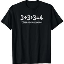 Funny Math Equation Confused Screaming Graphic Tee Novelty Nerd Humor Printed T-Shirt Casual Summer Top for Women Soft Clothing XS juoda