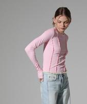 Limnic Raw Stitch Ribbed Long Sleeve T-Shirt [Pink] Pink/S