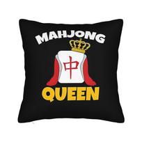Mahjong Queen Cushion Cover Red Dragon Card Pillow Case Funny Chinese Game Lover Gift Home Decor Living Room Sofa 40x40cm