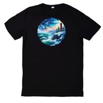 T-Shirt Buntes Buntglas Leuchtturm Motiv Baumwolle S