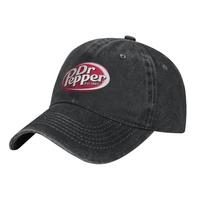 Dr Pepper Letter Baseball Cap Casual Distressed Washed Drink Snapback Hat For Men Women Outdoor Summer Adjustable Hats Cap One Size