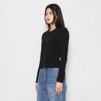 Studio 235 Semi-Crop Basic Plain Long Sleeve Black Free