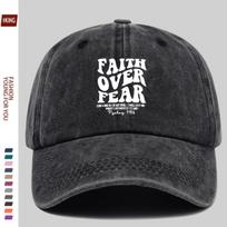 Faith Over Fear Baseball Cap Washed Cotton Curved Brim Outdoor Sports Adjustable Hat Unisex One Size