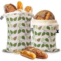 Beeswax Bread Bag for Homemade Bread, Sourdough Bread Bags with Zipper, 2 Pack XL 13 x17  Natural Beeswax Lined Cotton Bread Storage Bags